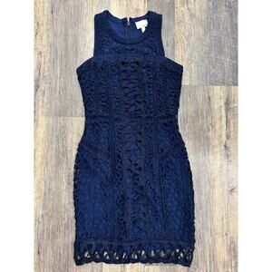 GREYLIN Navy Lace Sleeveless Dress XS